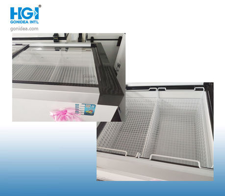 Supermarket Sliding Glass Top Chest Freezer Ice Cream 518 Liter 220V