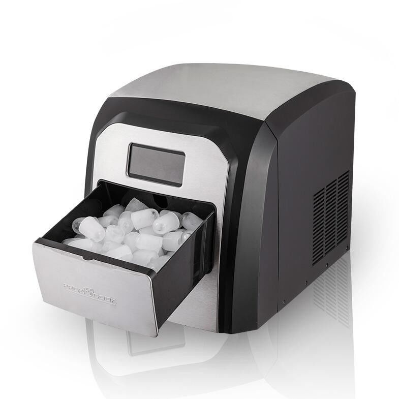 LCD Touch Portable Black Countertop Mini Ice Maker Stainless Steel Body