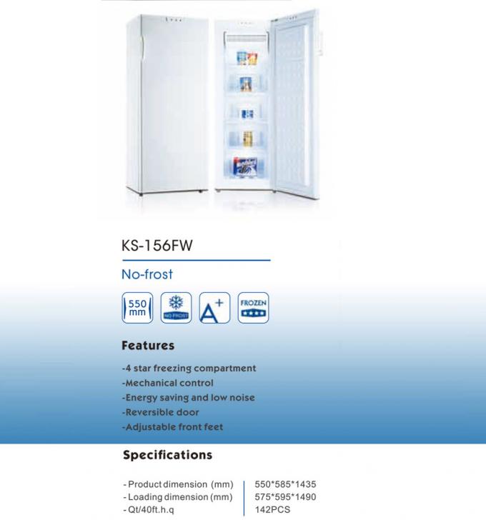 156 Liter Vertical Portable Upright Freezer Automatic Defrost R600a