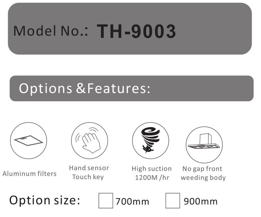 Kitchen Products Ventilator Large Suction Under Cabinet Range Hood Th-9003