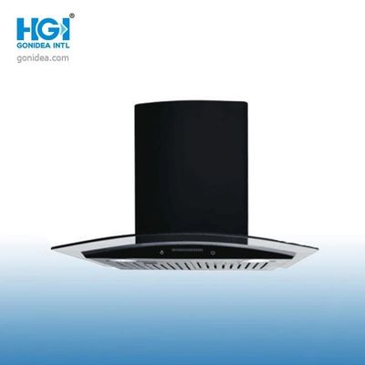 Island Wall Mounted Kitchen Tempered Glass Touch Range Hood Large Suction