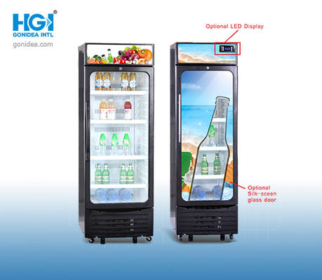 Fan Cooling Single Door Upright Commercial Fridge Showcase With Light Box