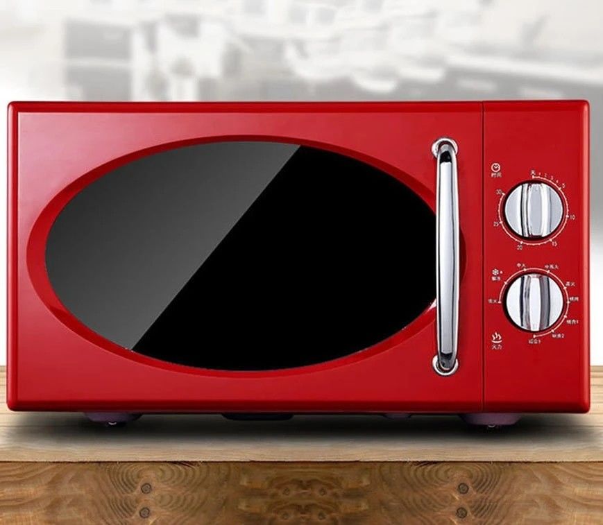 Red Digital Timer Control 20L Microwave Oven Stainless Steel