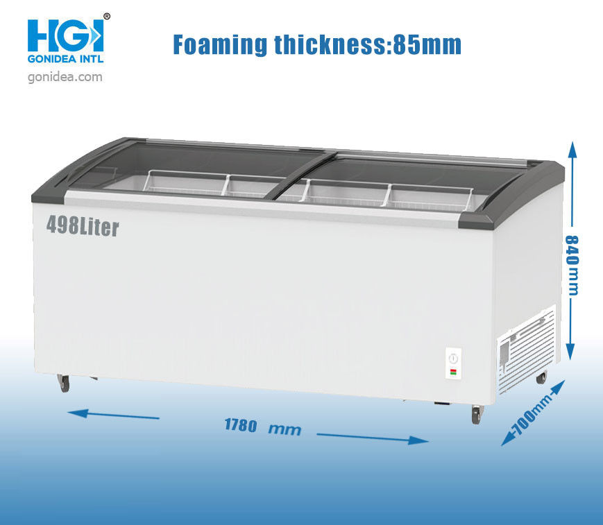 Sliding Glass 498 Liter Frost Free Chest Deep Freezer With Lock OEM SASO