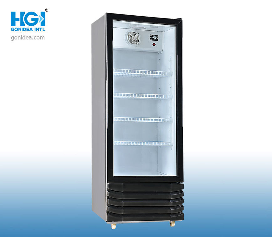 280L Upright Showcase Cooler Market 1.6m Double Glass Door Display Fridge