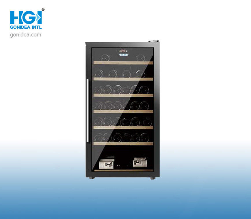 Single Zone Glass Door Electric Wine Cooler Cabinet Showcase 190L