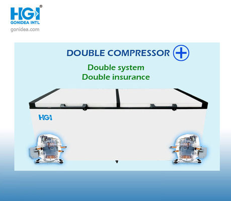 240V H86.6 Inch Sliding Door Deep Chest Freezer Large Capacity 1100L