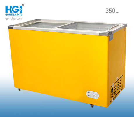 350 Ltr Deep Chest Freezer Sliding Glass Door Freezer 60HZ Pre Coated White Alu