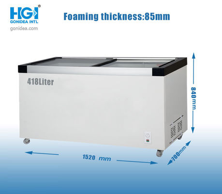 Showcase Energy Saving 14.8 Cf Chest Freezer Sliding Glass Doors White Shell