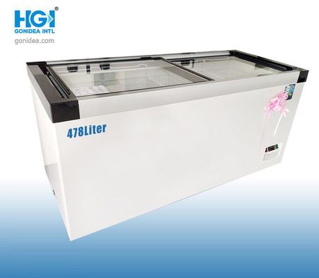 478 Liter White  Color Commercial Glass Ice Cream Chest Showcase Freezer