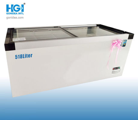 Supermarket Sliding Glass Top Chest Freezer Ice Cream 518 Liter 220V