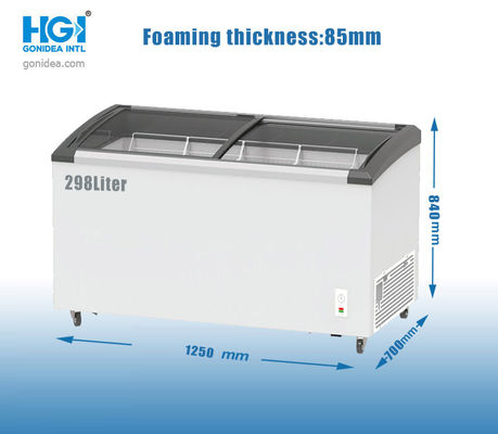 Curved Glass Top Deep Chest Freezer Commercial 10.5 CUFT For Shopping Mall