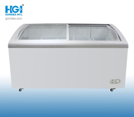 450 Liter Commercial Ice Cream Chest Embossed Aluminium Flat Lid Display
